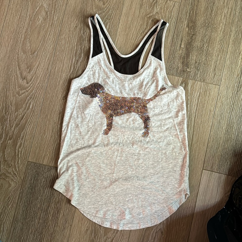 Victoria’s Secret Pink workout shirt with sequin dog